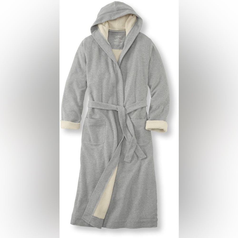LL Bean sherpa sweatshirt robe with hood